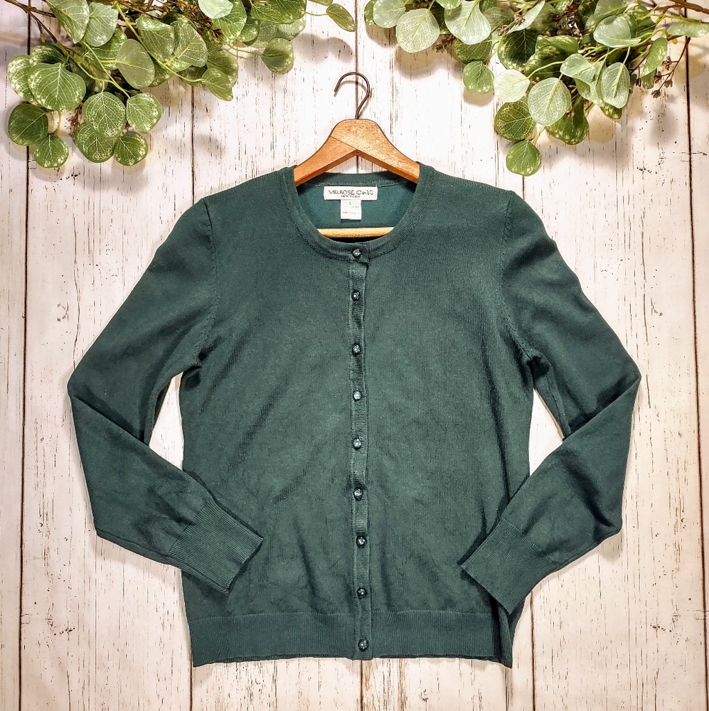 Melrose Chic Green Rayon Blend Cardigan